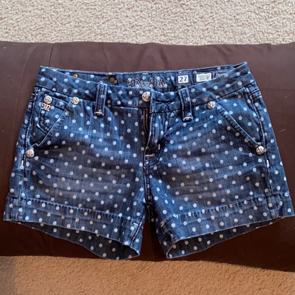 Miss Me polka dot jean shorts